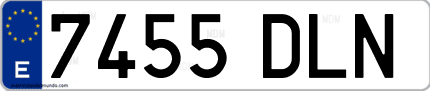 Ejemplo de matrícula de coche ordinaria 7455 DLN
