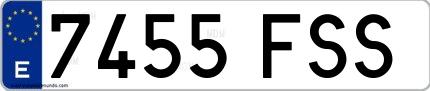 Ejemplo de matrícula española 7455 FSS