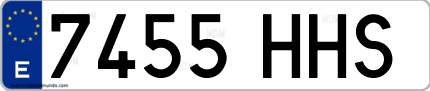Ejemplo de matrícula de coche ordinaria 7455 HHS