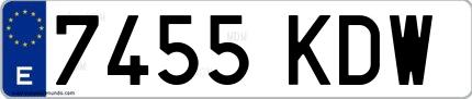 Ejemplo de matrícula española 7455 KDW