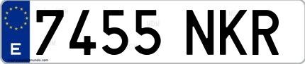 Ejemplo de matrícula española 7455 NKR