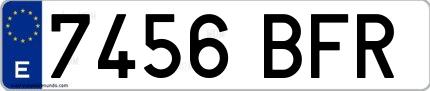 Ejemplo de matrícula española 7456 BFR