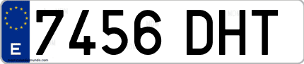 Ejemplo de matrícula de coche ordinaria 7456 DHT