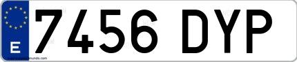 Ejemplo de matrícula española 7456 DYP