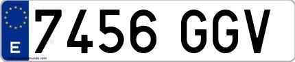 Ejemplo de matrícula española 7456 GGV