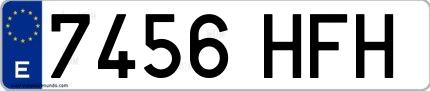 Ejemplo de matrícula española 7456 HFH