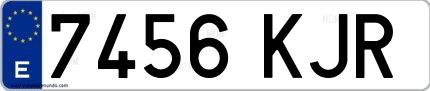 Ejemplo de matrícula española 7456 KJR