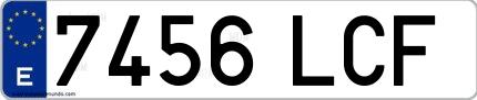 Ejemplo de matrícula española 7456 LCF