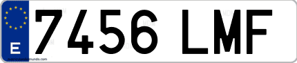 Ejemplo de matrícula de coche ordinaria 7456 LMF