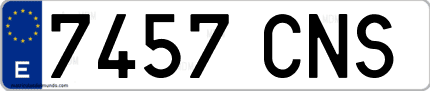 Ejemplo de matrícula de coche ordinaria 7457 CNS