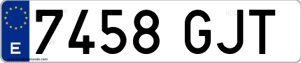 Ejemplo de matrícula de coche ordinaria 7458 GJT
