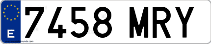 Ejemplo de matrícula de coche ordinaria 7458 MRY