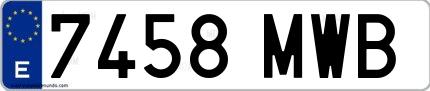 Ejemplo de matrícula española 7458 MWB