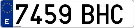 Ejemplo de matrícula española 7459 BHC