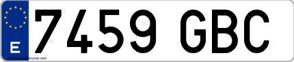 Ejemplo de matrícula española 7459 GBC