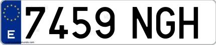 Ejemplo de matrícula española 7459 NGH