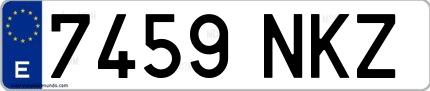 Ejemplo de matrícula española 7459 NKZ