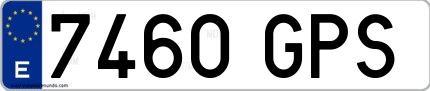 Ejemplo de matrícula española 7460 GPS