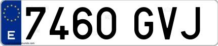 Ejemplo de matrícula española 7460 GVJ