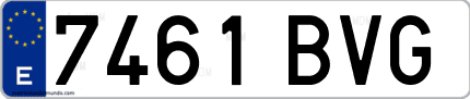 Ejemplo de matrícula de coche ordinaria 7461 BVG