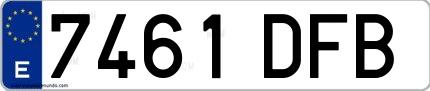 Ejemplo de matrícula española 7461 DFB