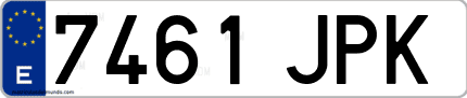 Ejemplo de matrícula de coche ordinaria 7461 JPK