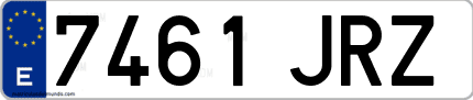 Ejemplo de matrícula de coche ordinaria 7461 JRZ