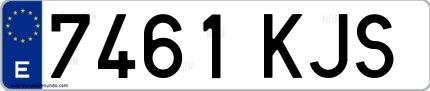 Ejemplo de matrícula española 7461 KJS