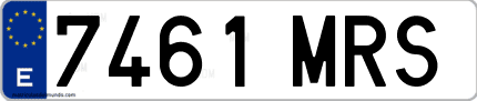 Ejemplo de matrícula de coche ordinaria 7461 MRS