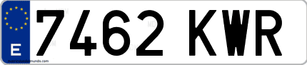 Ejemplo de matrícula de coche ordinaria 7462 KWR