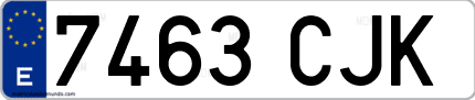Ejemplo de matrícula de coche ordinaria 7463 CJK