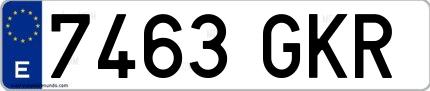 Ejemplo de matrícula española 7463 GKR