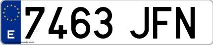 Ejemplo de matrícula española 7463 JFN
