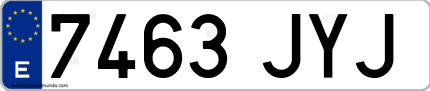 Ejemplo de matrícula de coche ordinaria 7463 JYJ