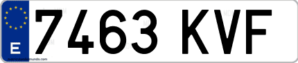Ejemplo de matrícula de coche ordinaria 7463 KVF