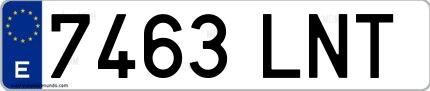 Ejemplo de matrícula española 7463 LNT