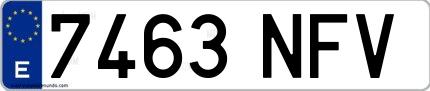 Ejemplo de matrícula española 7463 NFV