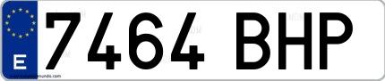 Ejemplo de matrícula española 7464 BHP