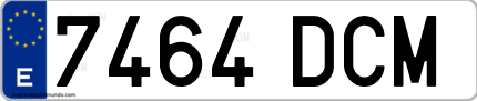 Ejemplo de matrícula de coche ordinaria 7464 DCM