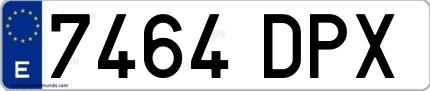 Ejemplo de matrícula española 7464 DPX