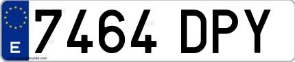 Ejemplo de matrícula española 7464 DPY