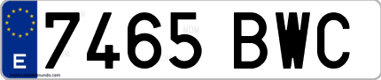 Ejemplo de matrícula de coche ordinaria 7465 BWC