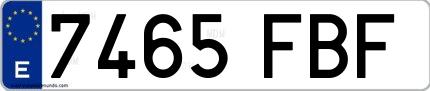 Ejemplo de matrícula española 7465 FBF