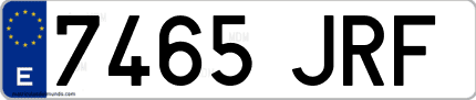 Ejemplo de matrícula de coche ordinaria 7465 JRF