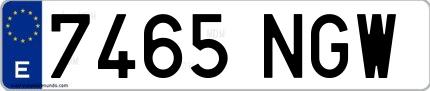 Ejemplo de matrícula española 7465 NGW