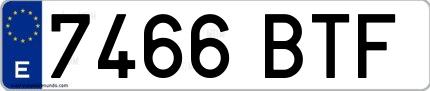 Ejemplo de matrícula española 7466 BTF