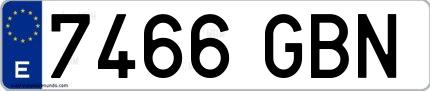Ejemplo de matrícula española 7466 GBN