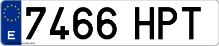 Ejemplo de matrícula de coche ordinaria 7466 HPT