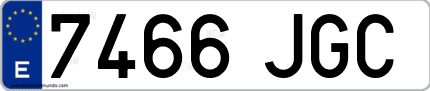 Ejemplo de matrícula de coche ordinaria 7466 JGC