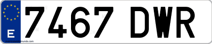 Ejemplo de matrícula de coche ordinaria 7467 DWR